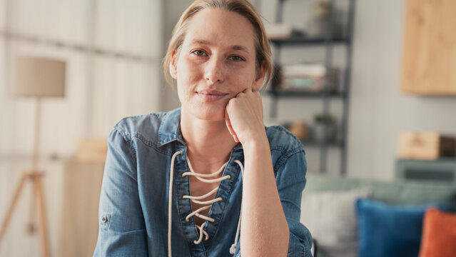 Portrait of woman on video call	