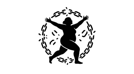 Obraz premium Silhouette of a woman breaking free from chains.