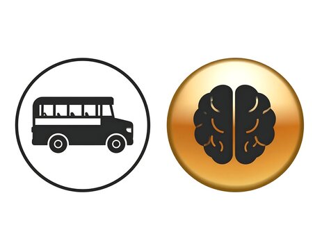 Brain Bus Symbol Education Concept.