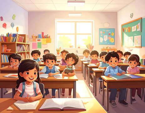 Children in a classroom setting.