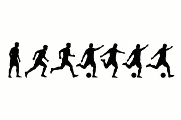 Obraz premium Soccer player motion sequence silhouettes kicking ball on white