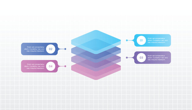 4 Layers Isometric Stacked Block Business Infographic Design