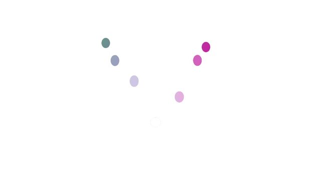 Loading animation consists of a circular arrangement of colorful dots rotating against a clean white background to indicate a digital process or data synchronization.