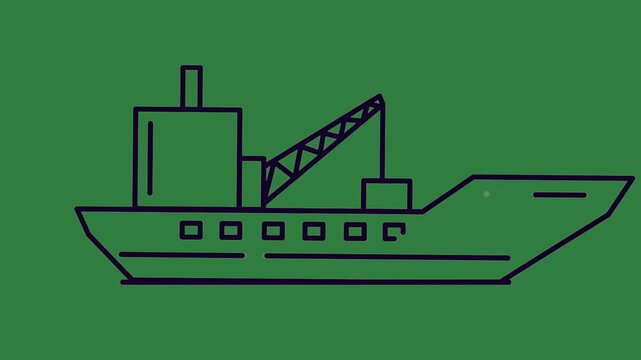 green screen phone line drawing boat black ship cargo icon animated chromakey illustration layers design figure creative cartoonish scene