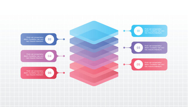 6 Layers Isometric Stacked Block Business Infographic Design