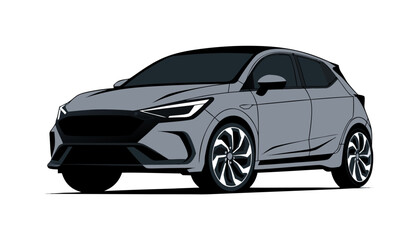 Naklejka premium Modern small vehicle illustration showcasing practical mobility solutions for busy urban environments daily.