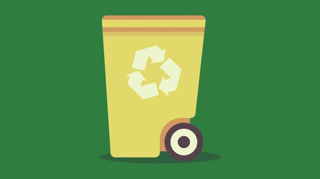 green screen man in suit tie standing yellow trash can animated chromakey illustration style figure cartoonish composition scene design