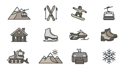 Winter sports icons and symbols. © Wulan