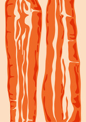 Fototapeta premium Carrot poster. Abstract organic vegetable food for kitchen art print, modern farm background, agriculture food banner design with carrot root plants chopped slices. Vector illustration