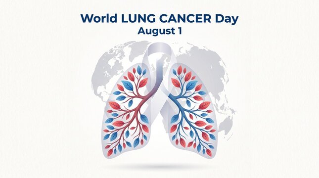 World lung cancer day awareness poster featuring human respiratory organs