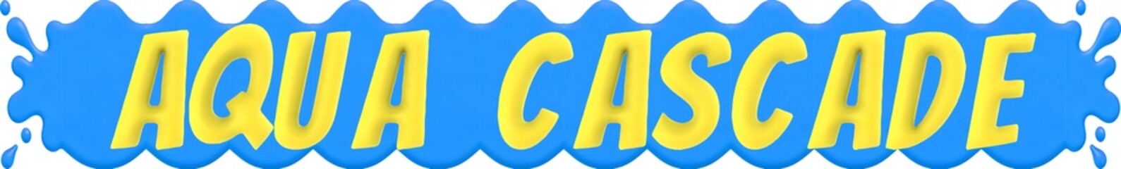 Aqua Cascade, 3D yellow text over a dynamic blue water splash banner , 3d Rendering © Qualityrenders