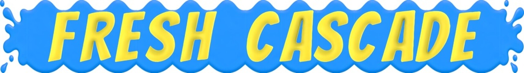 Fresh Cascade, 3D yellow text over a dynamic blue water splash banner , 3d Rendering © Qualityrenders