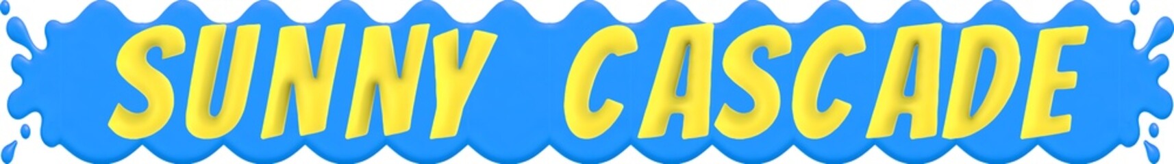 Sunny Cascade, 3D yellow text over a dynamic blue water splash banner , 3d Rendering © Qualityrenders