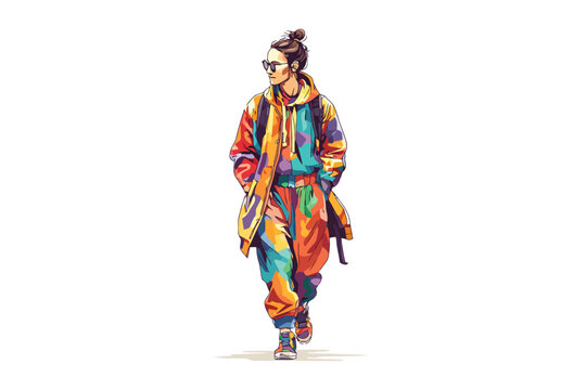 Non Binary Model in Colorful Gender Neutral Outfit st isolated