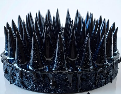 Ferrofluid Magnetic Spike Sculpture Dark Abstract Background
