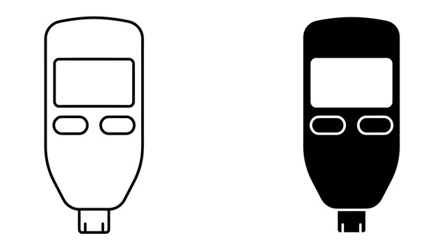 Blood Glucose Meter Icon: A clear outline and a solid black silhouette of a blood glucose meter, symbolizing health monitoring and medical testing.