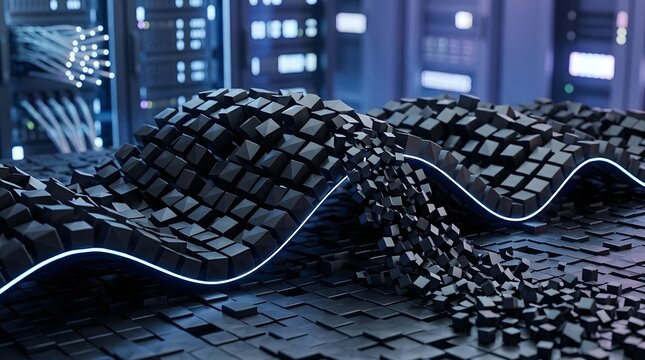 An expert is focused on critical system management inside a secure data center overseeing complex network infrastructure and digital security ope ns in a modern server environment