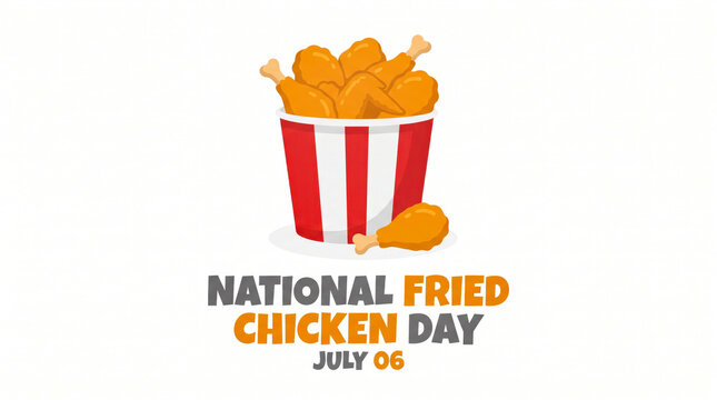 National fried chicken day illustration with bucket and chicken pieces