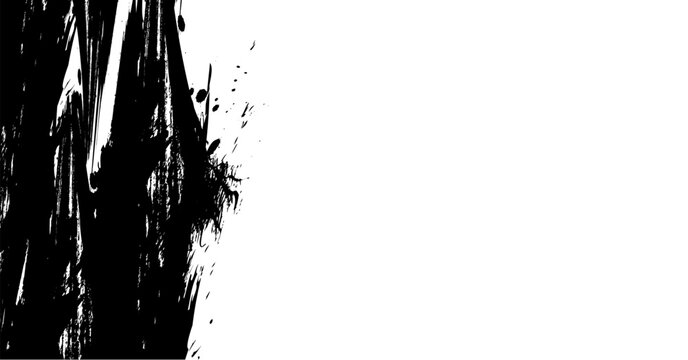 Powerful black vertical brush stroke Japanese style abstract background