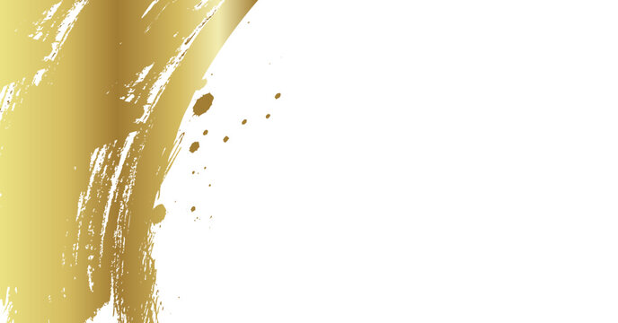 Dynamic gold brush stroke Japanese style background with copy space on left