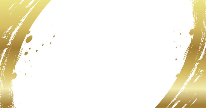 Elegant gold ink brush stroke frame Japanese style background with copy space