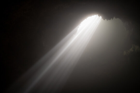 A vertical of the Jomblang Cave in Indonesia