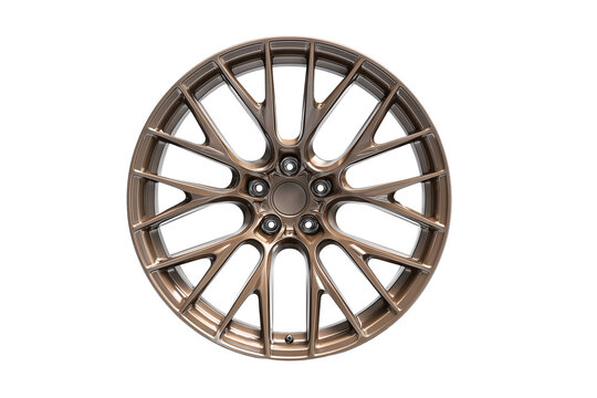 Bronze-tinted alloy wheel rim with a Y-spoke design isolated on white background, Clipping Path, png