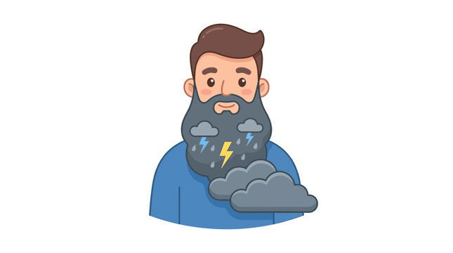 Man with Stormy Weather Beard Creative Illustration