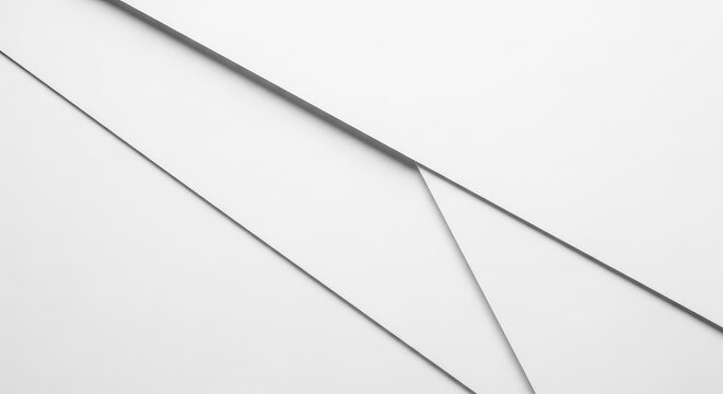 Elegant abstract composition featuring clean white paper layers overlapping to create subtle shadows, geometric depth, and minimalist texture, sheet, visual, depth