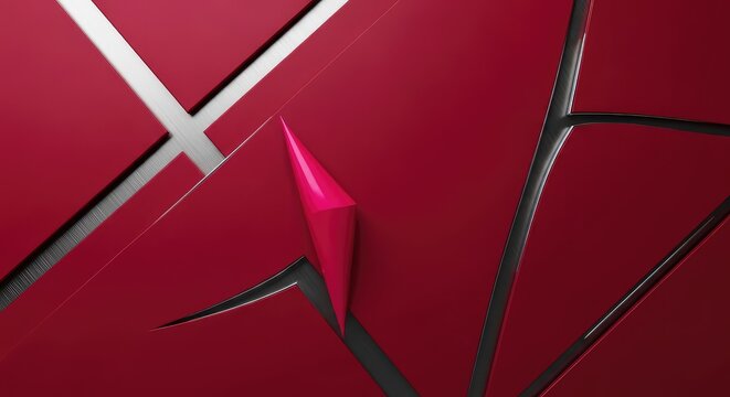 Elegant deep crimson background featuring sophisticated sharp geometric patterns and sleek metallic accents for a high-end modern aesthetic, contemporary, geometric, light