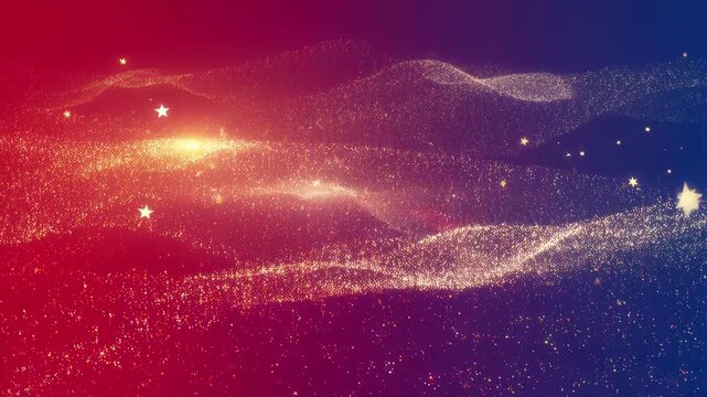 Vibrant juneteenth celebration banner with sparkling stars and glowing waves in red blue and gold colors symbolizing freedom unity and cultural pride for commemorative events