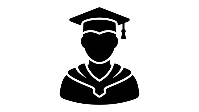 Graduation Silhouette: A silhouette of a person wearing a graduation cap and gown, symbolizing academic achievement and the culmination of studies.