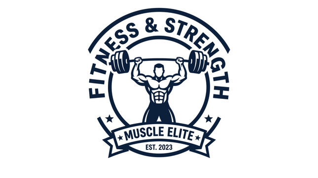 Fitness and strength muscle elite logo.