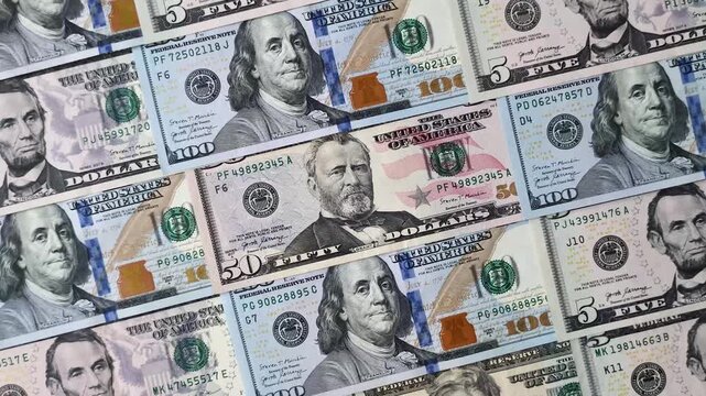 Paper US dollar bills of various denominations and cent coins as a business tool for exchange and trade. Cash US dollars as a background for your design