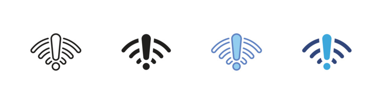 No internet icon set, WiFi disconnected symbols, Network error vector icons, Connection problem signs, Offline status vector icons