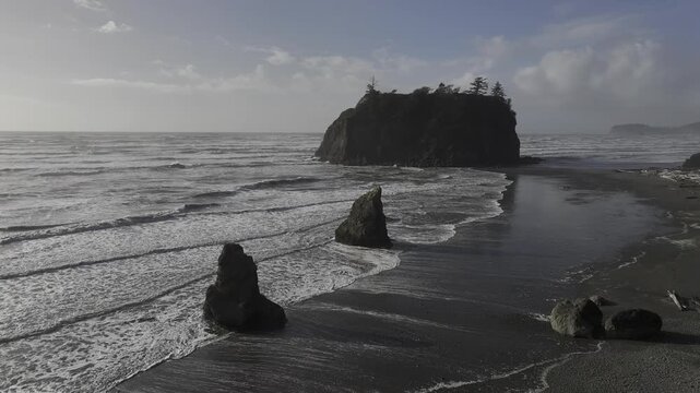Aerial view of Ruby Beach in the United States Olympic National Park