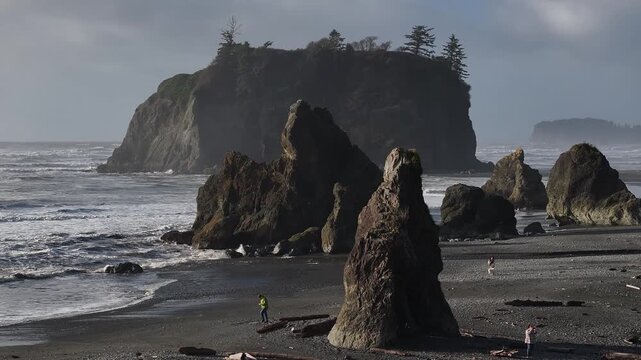 Aerial view of Ruby Beach in the United States Olympic National Park