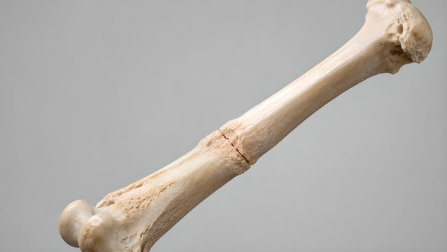 Cat bone fracture healing veterinary medical 3D render showing fine fracture line and early callus formation on feline long bone for animal healthcare, orthopedic education, patient information design