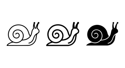 Snail Icons Set, Simple Outline and Silhouette Vector Graphics, Slow Movement Symbol © bissas