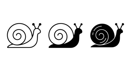 Simple Snail Icons, Outline and Silhouette, Black and White Vector Graphics © bissas