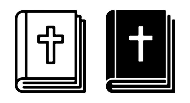 Christian Bible Icons, Holy Book Vector Graphics, Religious Symbol Set, Faith and Spirituality