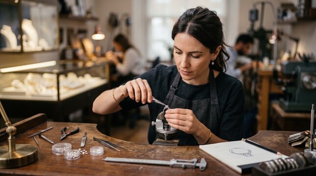 Skilled jeweler crafting elegant handmade piece