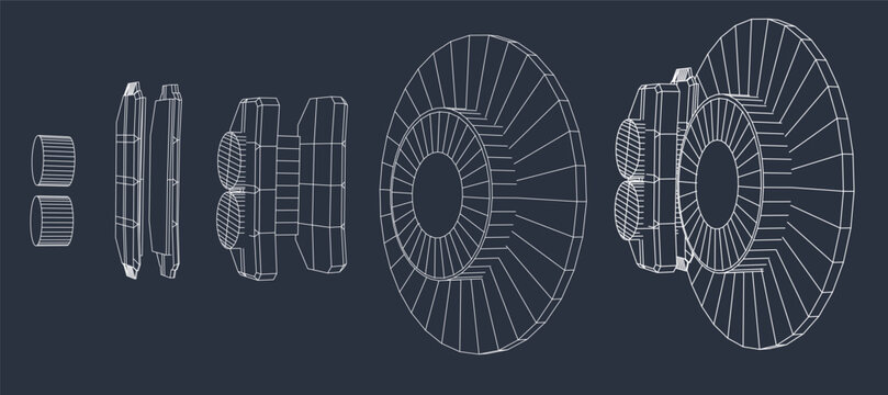 Brake disc parts shown in detailed layout with focus on structure and design