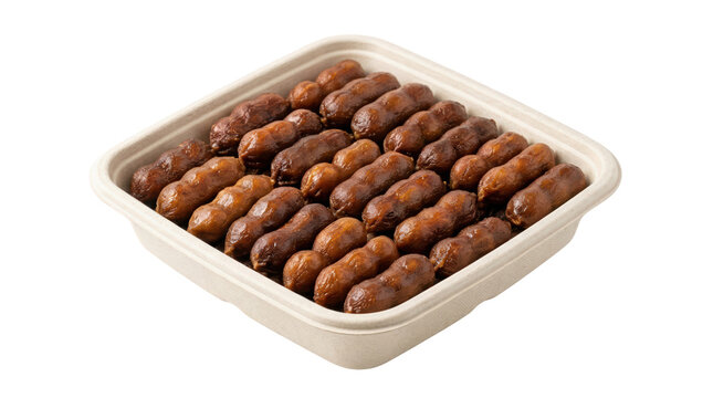 An enticing variety of classic desserts arranged in a square dish set against a clear background