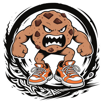 Angry Cookie Monster Character in Sneakers.