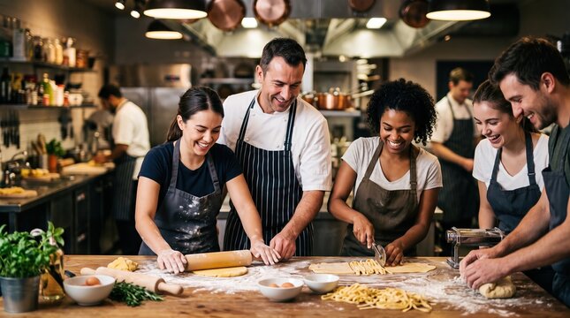 Joyful Culinary Class Making Fresh Pasta