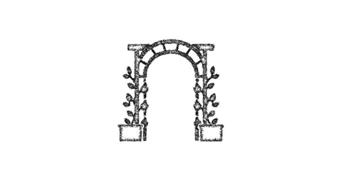 Sketch garden arbor icon animation - smooth progressive reveal