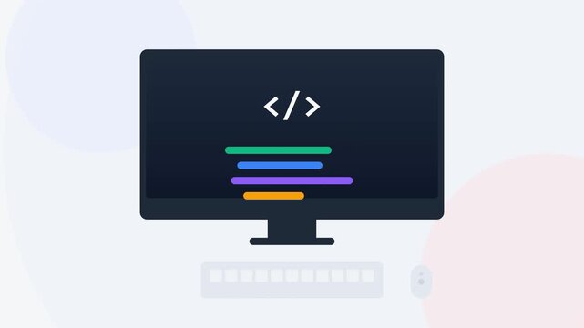 Computer Monitor and Keyboard Setup on Desk with Soft Pastel Background for Digital Work or Online Learning Concept