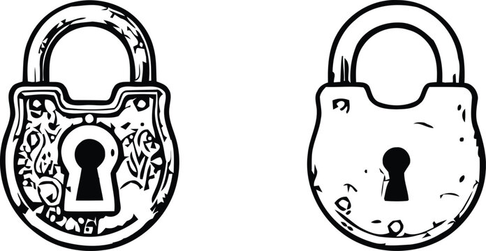 Padlock Silhouette With Keyhole Black And White Vector Illustration On Transparent Background access antique lock black and white bolt closure