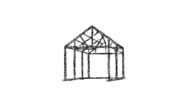 Sketch greenhouse frame icon animation - smooth progressive reveal